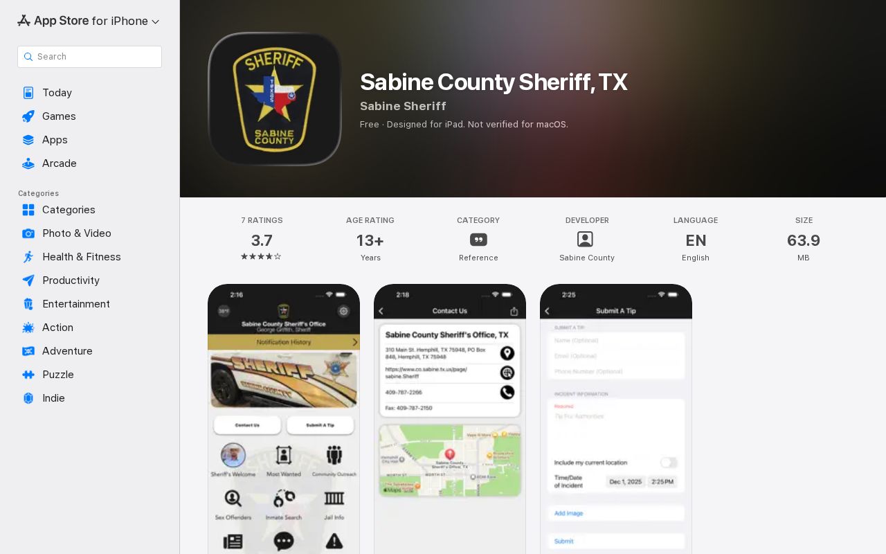 Sabine County 72-hour release app description