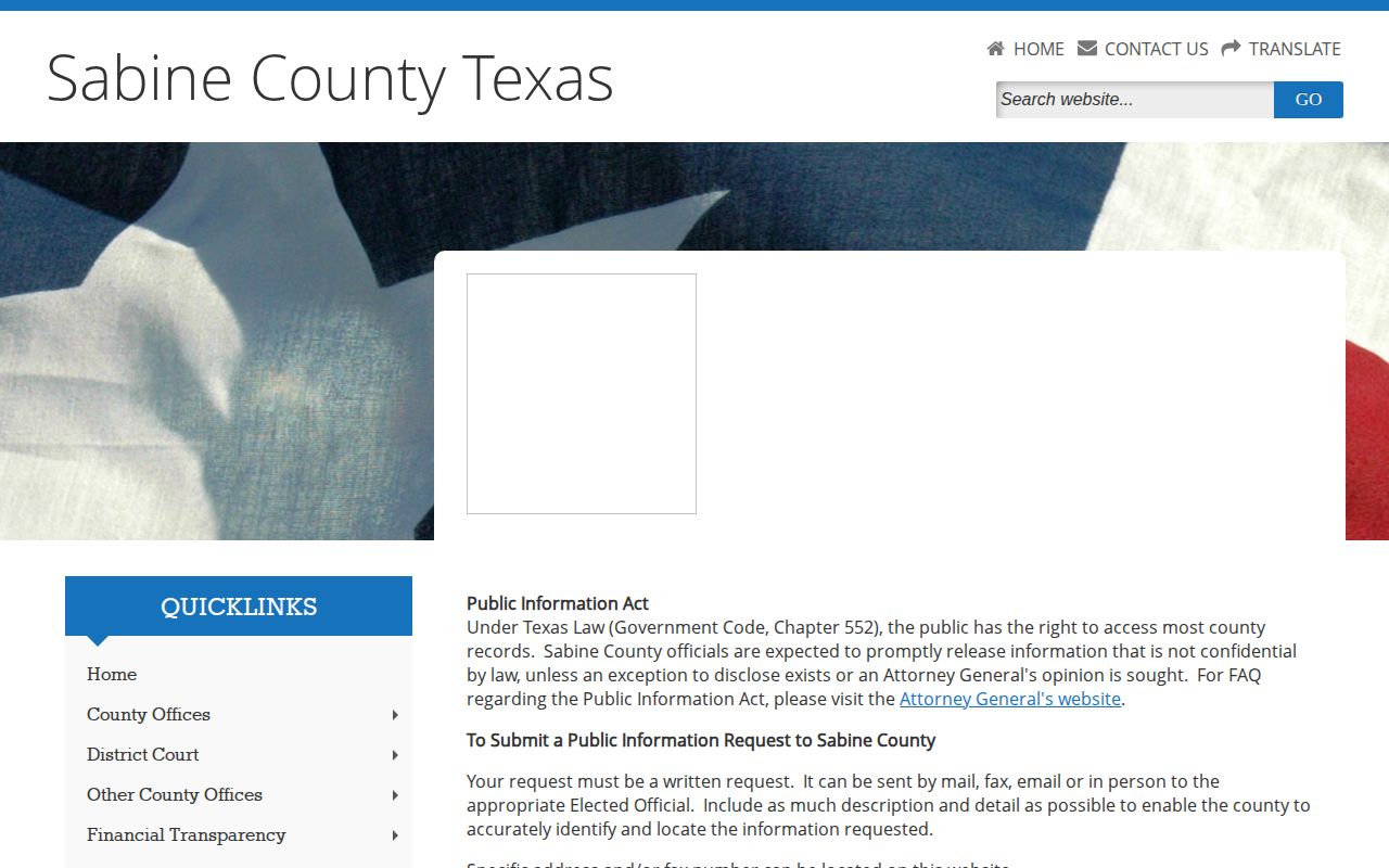 Sabine County request route for released inmate records